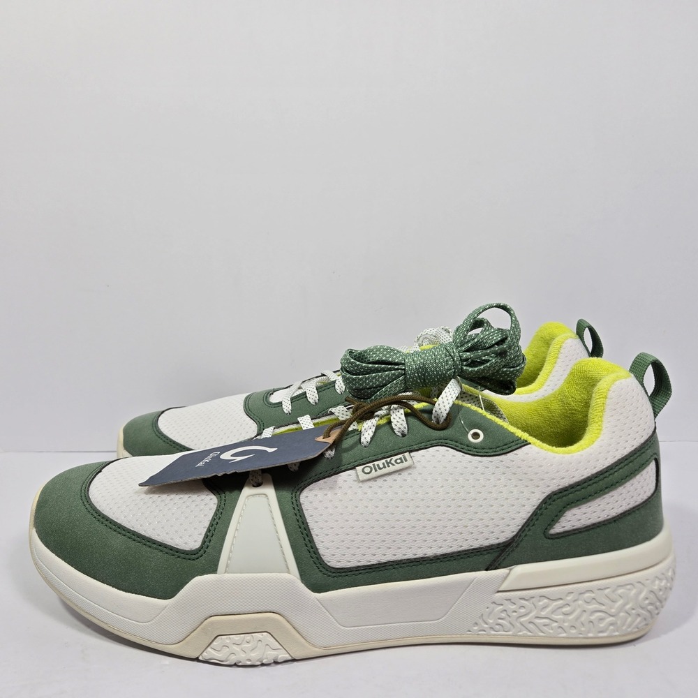 OluKai Anau Mens 14 Sneakers Bright White Leaf Green 10545-WBSE Pickleball